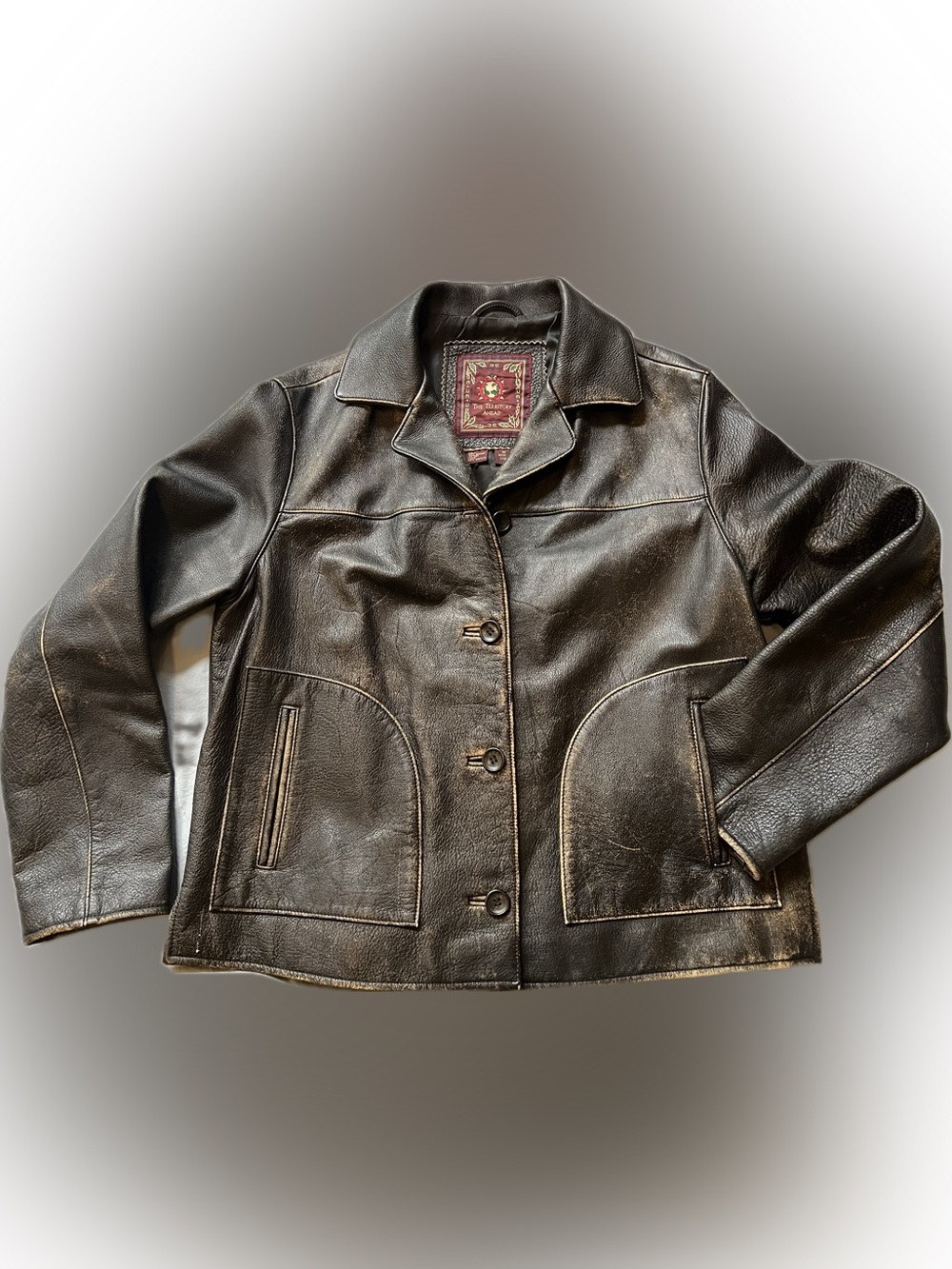 Territory Ahead distressed full grain leather jacket pockets button front M 🔥